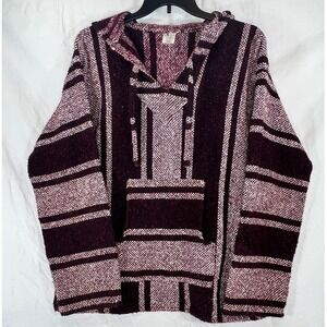 Artesanías Chiapas Baja Hoodie Mexican Poncho Boho Hippie Size L